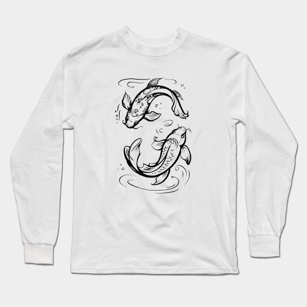 Koi fishes, Pisces zodiac sign Long Sleeve T-Shirt by Yulla